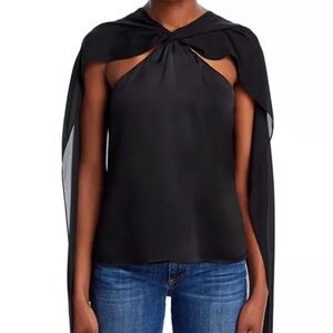 L’AGENCE Elegant Black Cape-Style Women's Top